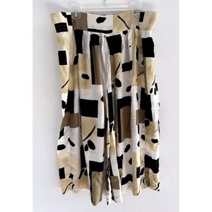 Vintage Melrose‎ Pants Womens 12 Cream Black Wide Leg Artsy Art to Wear Modern